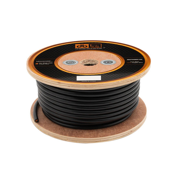DB Link Maxkore 8 Gauge OFC Wire 100ft Roll | 100 Feet 8 AWG Soft Touch Power Cable | Black MAIN PHOTO