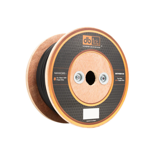 DB Link Maxkore 8 Gauge OFC Wire 100ft Roll | 100 Feet 8 AWG Soft Touch Power Cable | Black