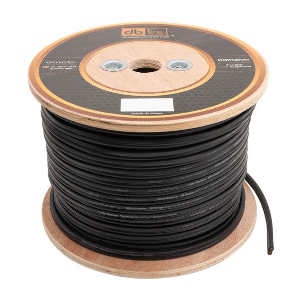 DB Link Maxkore 12 Gauge OFC Speaker Wire Roll 250 Feet Black | MKSW12BK250 MAIN PHOTO
