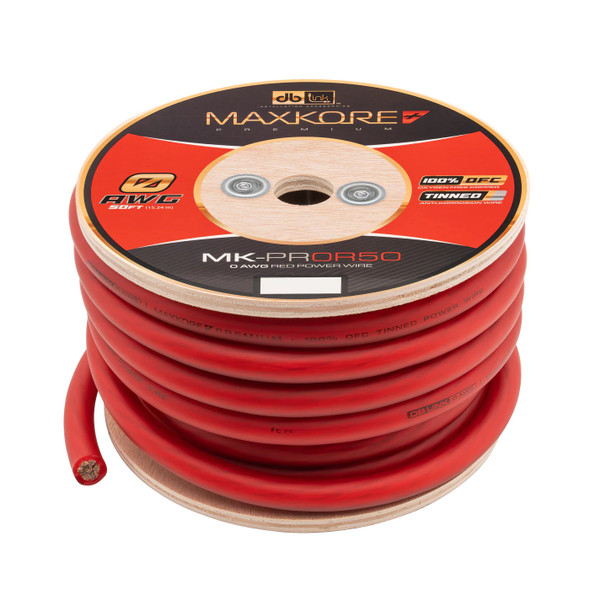 DB Link Maxkore Premium 1/0 Gauge OFC Wire Roll 50 Feet Red | MK-PR0R50 MAIN PHOTO