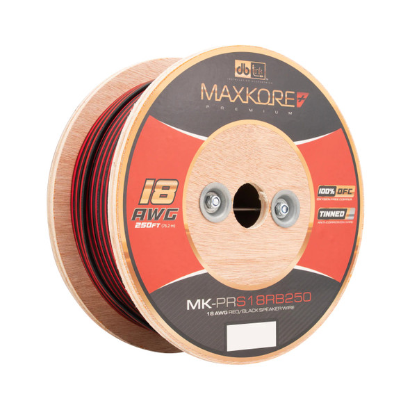 DB Link Maxkore Premium 18 Gauge OFC Speaker Wire Roll 250 Feet Red | MK-PRS18RB250