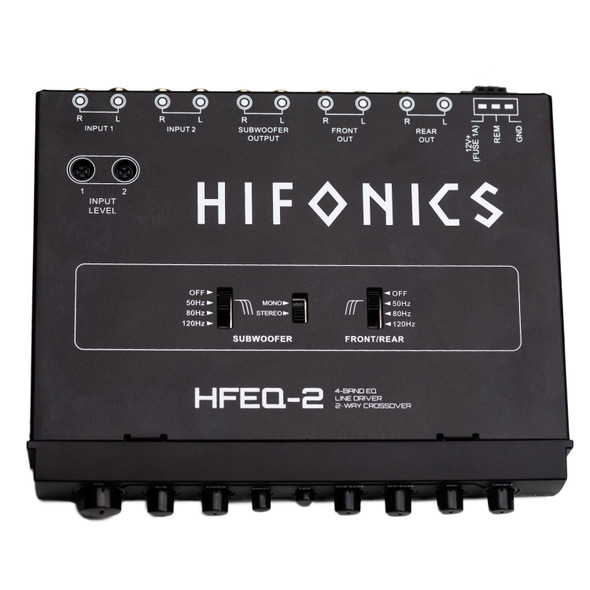 Hifonics HFEQ-2 | 4 Band Graphic Equalizer Bass Enhancer w/ 9 Volt Output