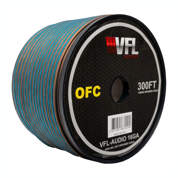 VFL Audio 16 Gauge OFC Speaker Wire Roll 300 Feet | Blue