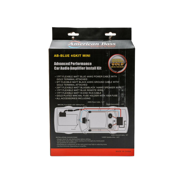 American Bass 4 Gauge 2000W Complete Amplifier Wiring Kit | AB-4GA-AMPKIT-BLU-MINI