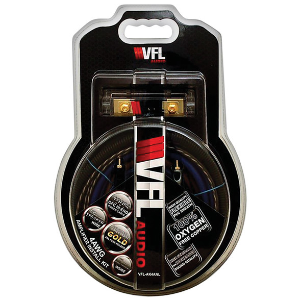 VFL Audio 4 Gauge OFC 1300W Complete Amplifier Wiring Kit Blue | VFL-4GA-AMPKIT