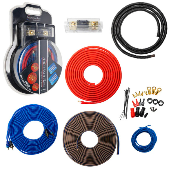 American Bass AB4GANL | 4 Gauge 1500W Complete Amplifier Wiring Kit | Red