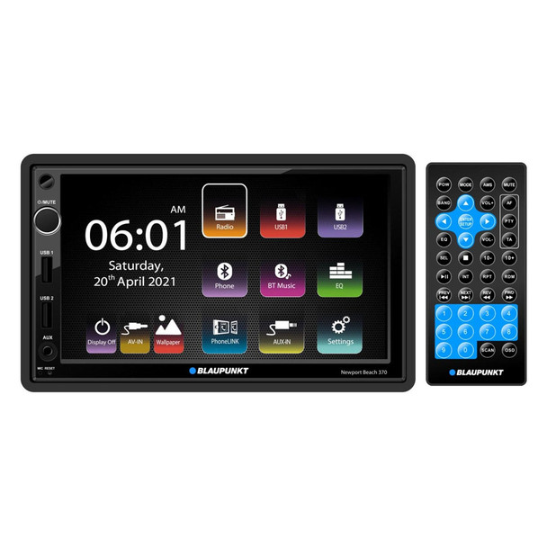 Blaupunkt NEWPORTBEACH370 | 7" Double Din Touchscreen Head Unit | Bluetooth Car Radio