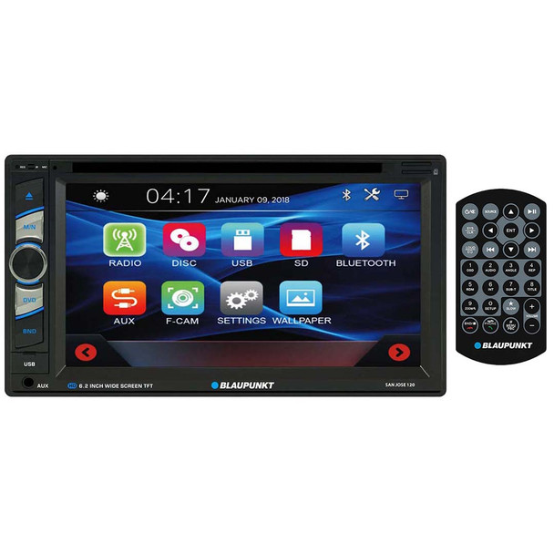 Blaupunkt SANJOSE120 | 6.2" Double Din Touchscreen DVD Head Unit | Bluetooth Car Radio
