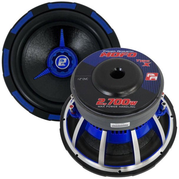Power Acoustik MOFO-124X | 12 Inch 2700W Dual 4 Ohm Subwoofer | Type-X