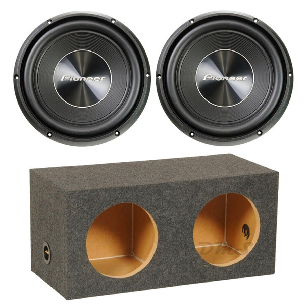Pioneer TS-A250D4 Package | Dual 10 Inch 1300W DVC 4 Ohm Subwoofers & QPower HD Sealed Box