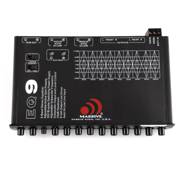 Massive Audio EQ9 | 9 Band Graphic Equalizer with 8V Output Line Driver
