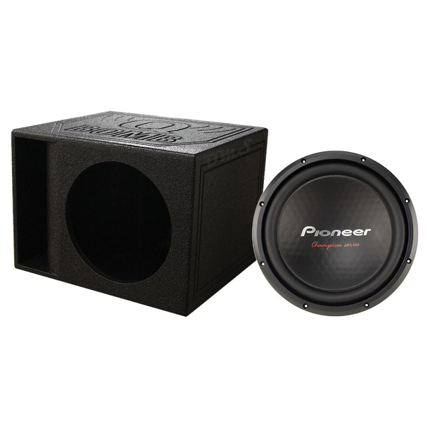 Pioneer Champion TS-A301D4 Package | 12 Inch 1600W DVC 4 Ohm Subwoofer & QBomb Kerf Ported Box