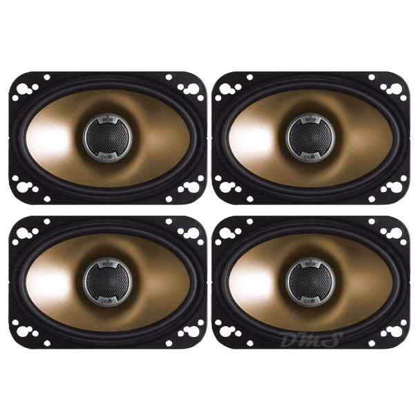 Polk DB461 | 4x6 Inch 120W 4 Ohm 2-Way Coaxial Speakers (4 Pack)