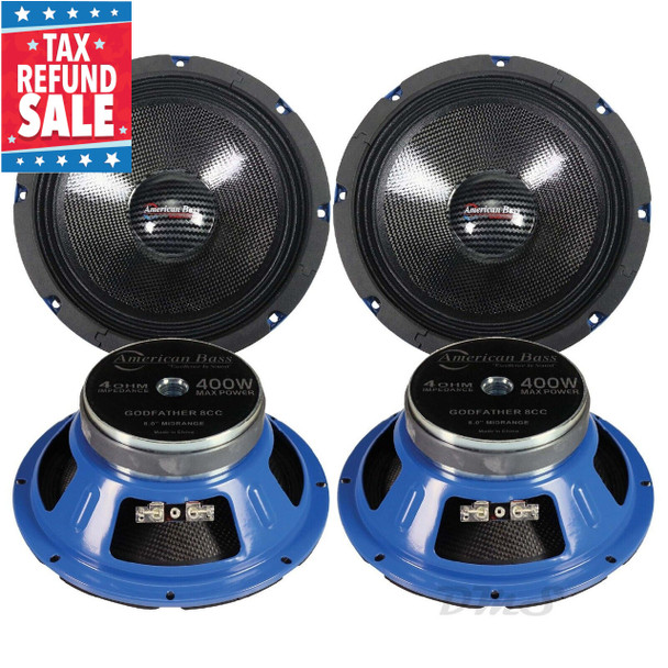 American Bass Godfather Carbon Cone 8 Inch 400W 4 Ohm Pro Speakers | GF8CCMR (4 Pack) TAX SALE MAIN PHOTO