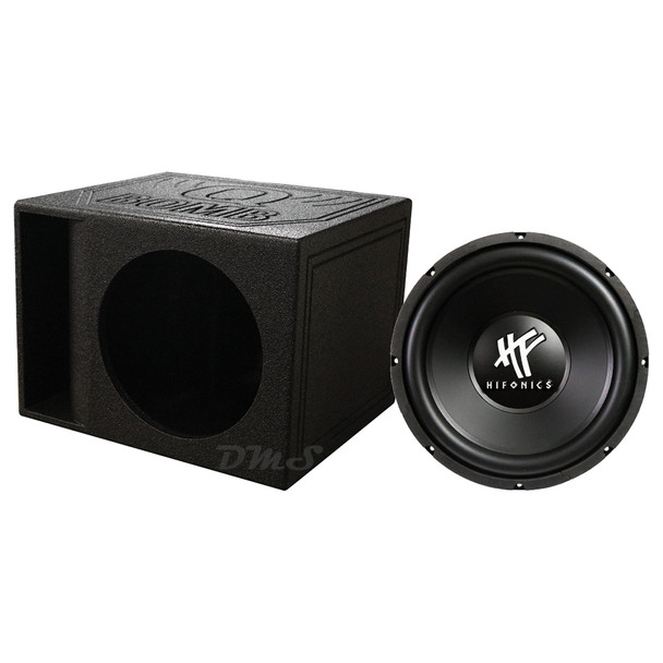 Hifonics HFX12D4BK Package | 12 Inch 800W DVC 4 Ohm Subwoofer & QBomb Kerf Ported Box