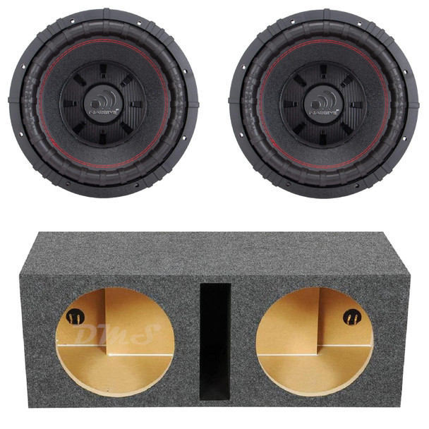 Massive Audio GTR 12 Package | Dual 12 Inch 1600W DVC 2 Ohm Subwoofers & QPower HD Ported Box