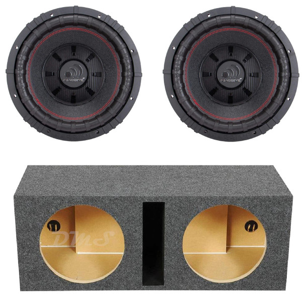 Massive Audio GTR 12 Package | Dual 12 Inch 1600W DVC 4 Ohm Subwoofers & QPower HD Ported Box