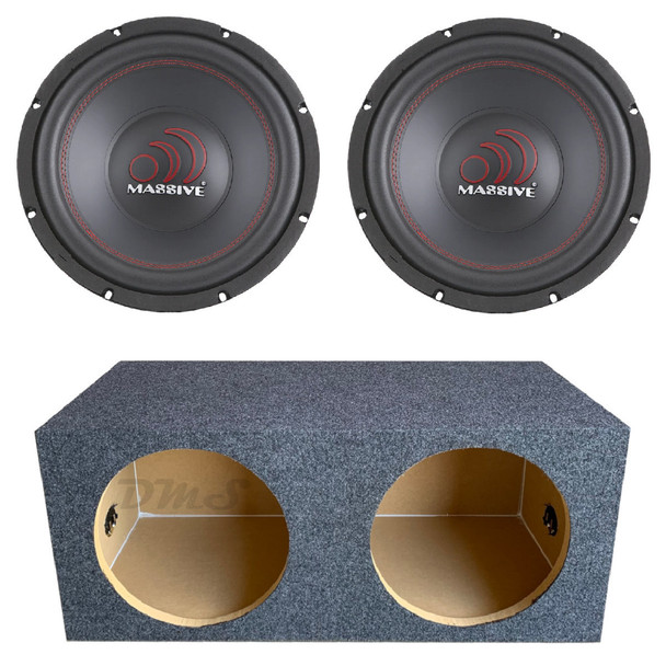 Massive Audio TKO 12 Package | Dual 12 Inch 600W SVC 4 Ohm Subwoofers & QPower HD Sealed Box