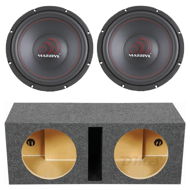 Massive Audio TKO 12 Package | Dual 12 Inch 600W SVC 4 Ohm Subwoofers & QPower HD Ported Box