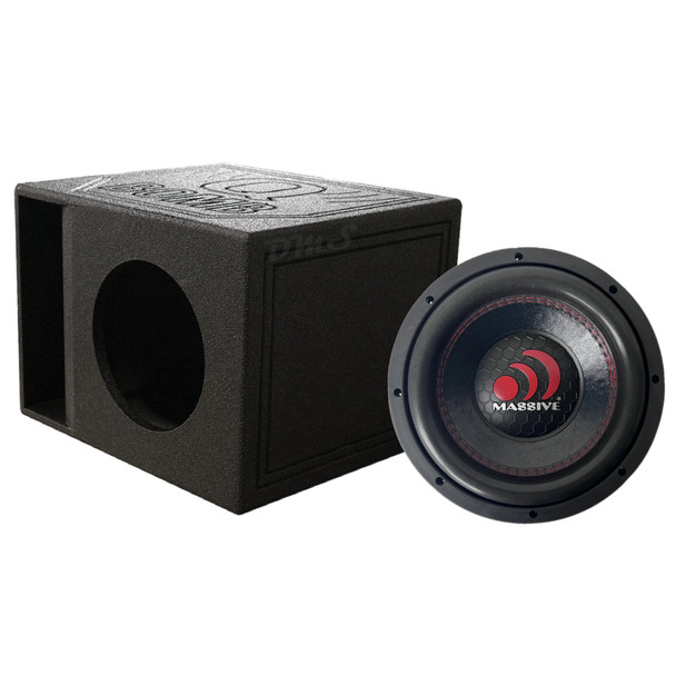 Massive Audio GTX104H Package | 10 Inch 1600W DVC 4 Ohm Subwoofer & QBomb Kerf Ported Box