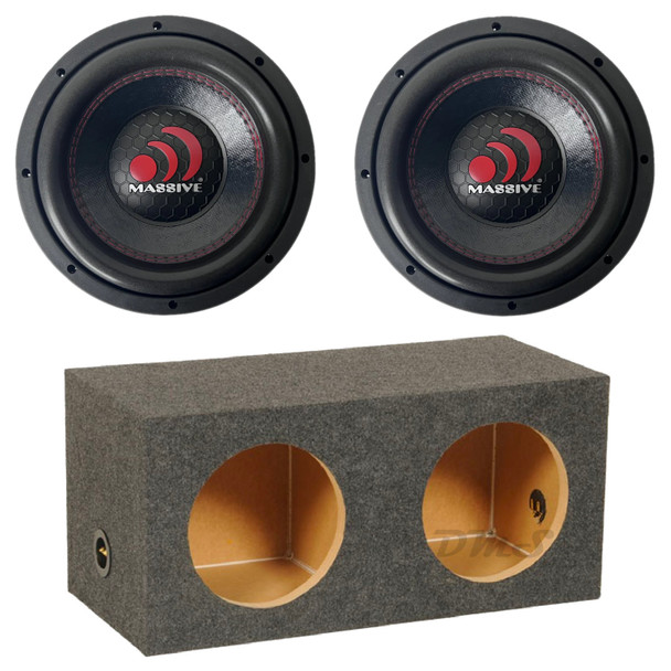 Massive Audio GTX104H Package | Dual 10 Inch 1600W DVC 4 Ohm Subwoofers & QPower HD Sealed Box