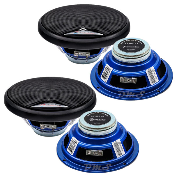 American Bass NEO 6.5 Inch 300W 4 Ohm Pro Audio Midrange Speakers | NEO6.5MR (4 Pack)