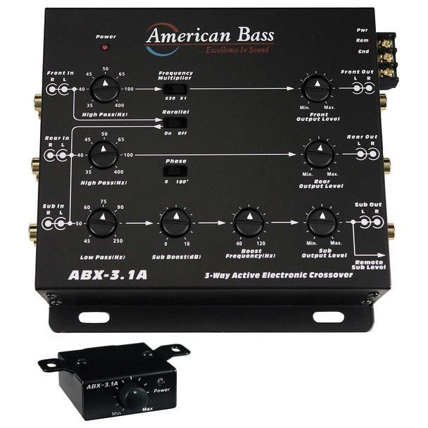 American Bass AB3X | 3-Way Active Crossover for Front, Rear, Sub w/Bass Knob Control