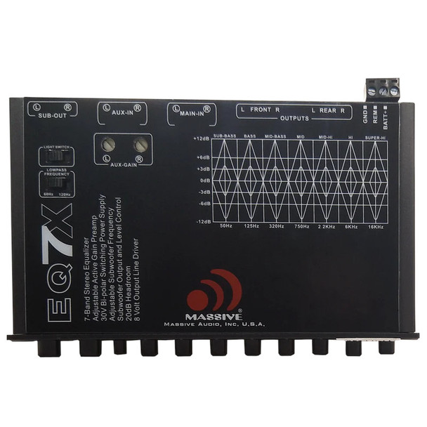 Massive Audio EQ7X | 7 Band Graphic Equalizer with 8V Output Line Driver
