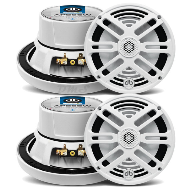 DB Drive APS65W | 6.5 Inch 250W 4 Ohm 2-Way Coaxial Marine Speakers (4 Pack)