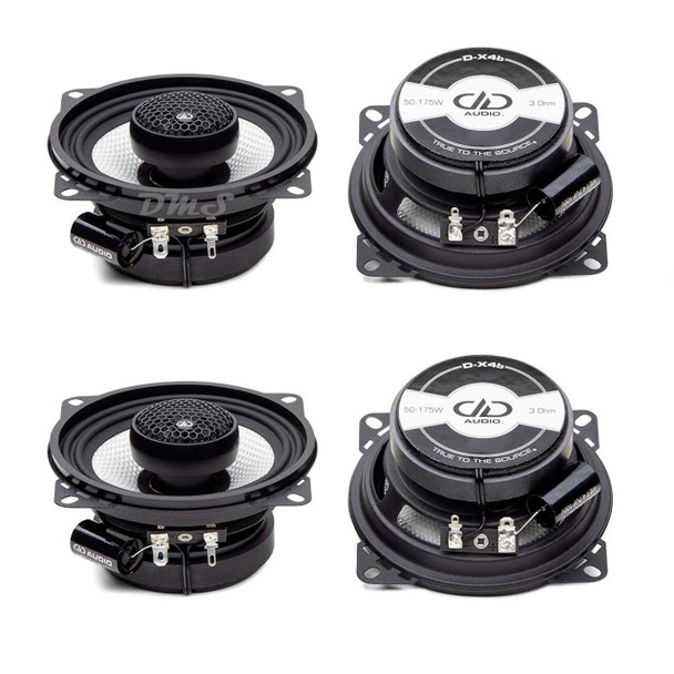 DD Audio D-Series 4 Inch 175W 3 Ohm Coaxial Speakers | D-X4b (4 Pack)