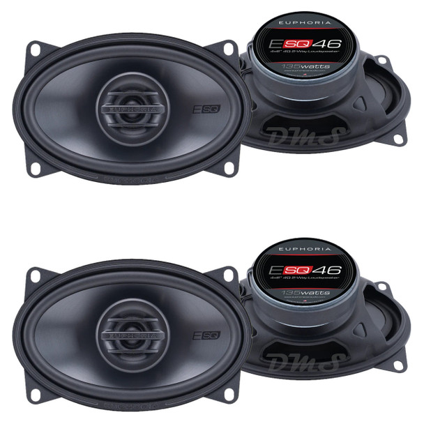 DB Drive Euphoria ESQ46 | 4x6 Inch 195W 4 Ohm 2-Way Coaxial Speakers (4 Pack)