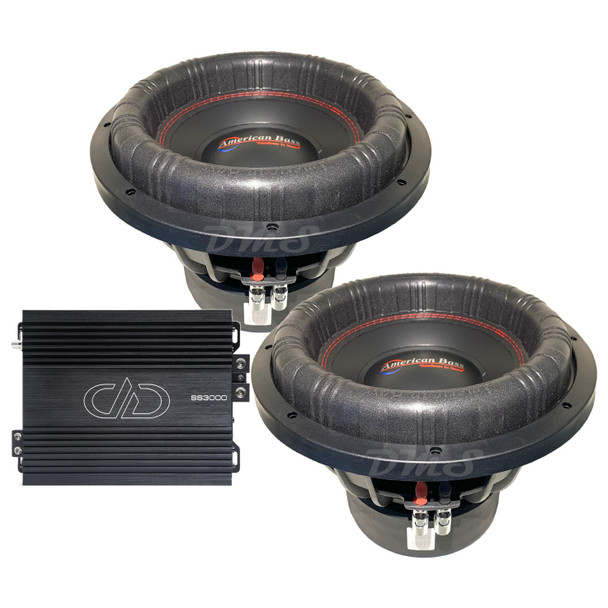 American Bass XFL-1244 Subwoofers Pair & DD Audio SS3000 Monoblock Amplifier Package MAIN PHOTO