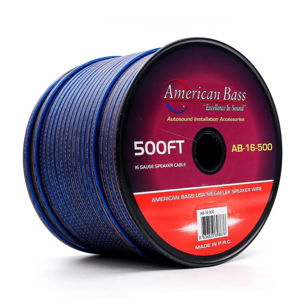 American Bass 16 Gauge MegaFlex Speaker Wire Roll 500 Feet | Blue