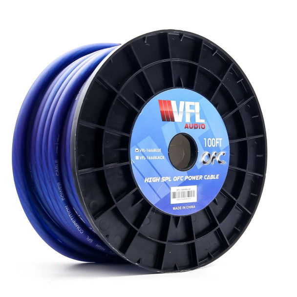 VFL Audio 4 Gauge OFC Copper Power Ground Wire Cable Roll 50 Feet | BLUE