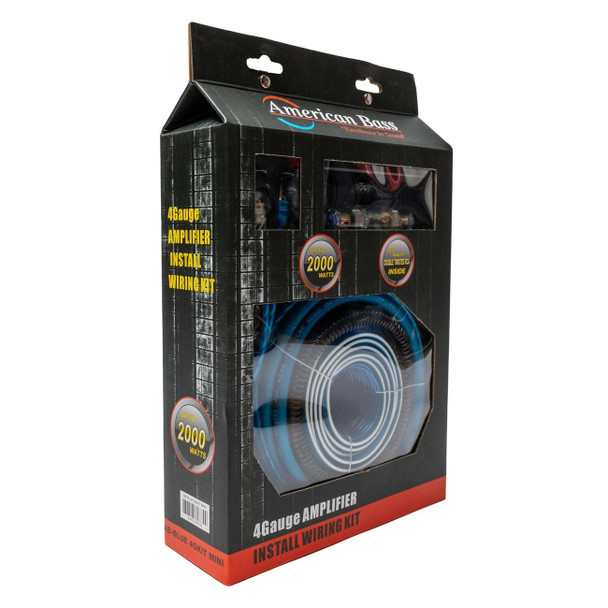 American Bass 4 Gauge 2000W Complete Amplifier Wiring Kit | AB-4GA-AMPKIT-BLU-MINI