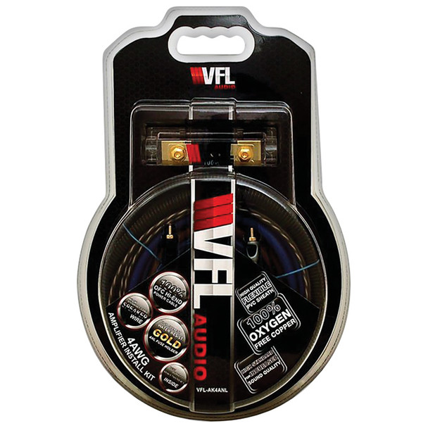 VFL Audio 4 Gauge OFC 1300W Complete Amplifier Wiring Kit Blue | VFL-4GA-AMPKIT