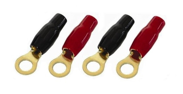 Audiopipe PBTR0 | 0 Gauge 5/16" Ring Terminals (4 Pack) | Black & Red