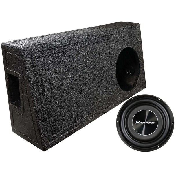 Pioneer TS-A2500LS4 Package | 10 Inch 1200W SVC 4 Ohm Shallow Slim Subwoofer & QBomb Ported Box