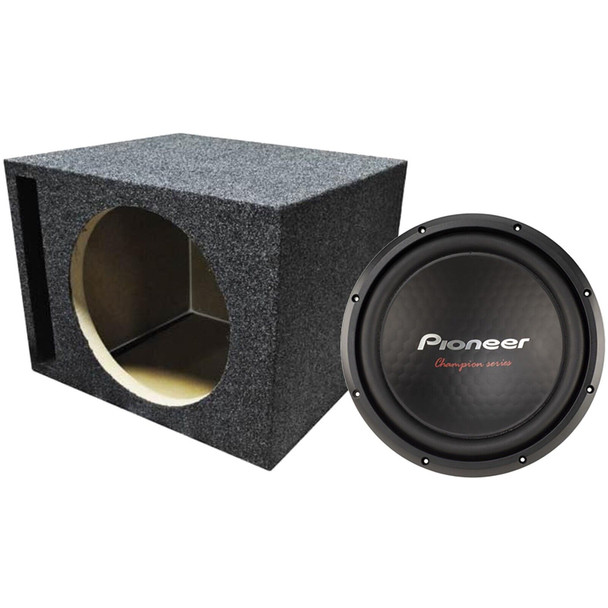 Pioneer Champion TS-A301D4 Package | 12 Inch 1600W DVC 4 Ohm Subwoofer & QPower HD Ported Box