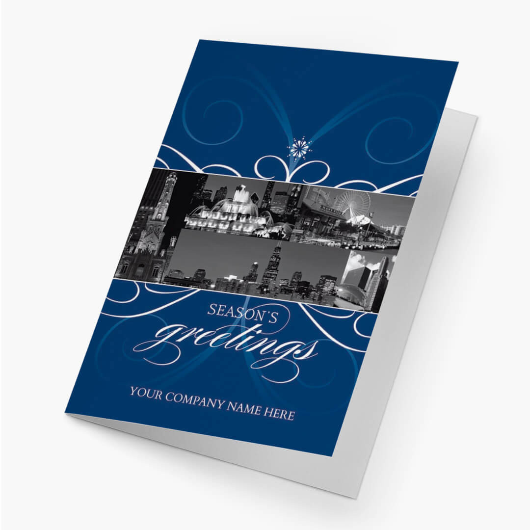 City Of Chicago Florish Christmas Card