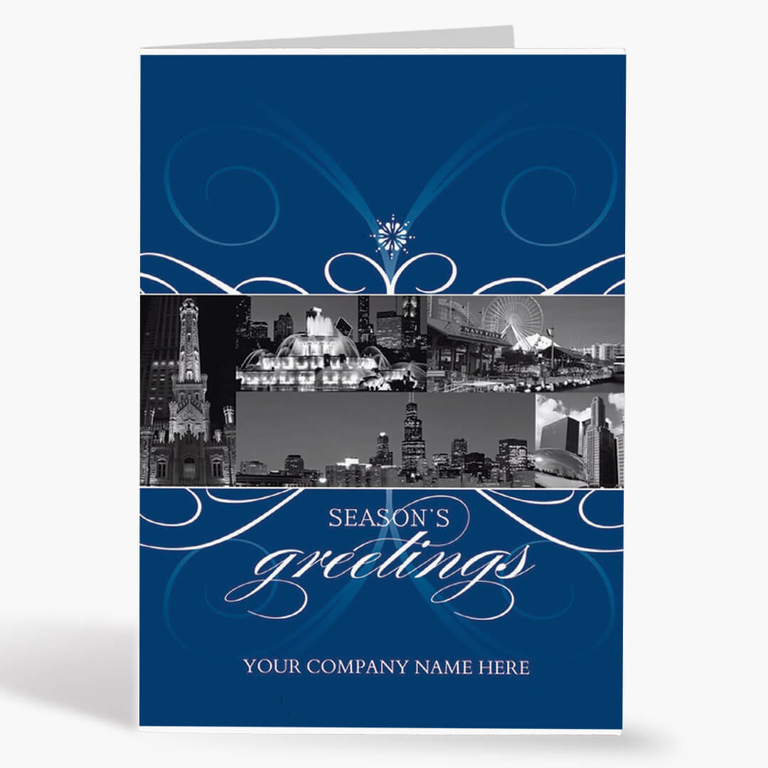 City Of Chicago Florish Christmas Card