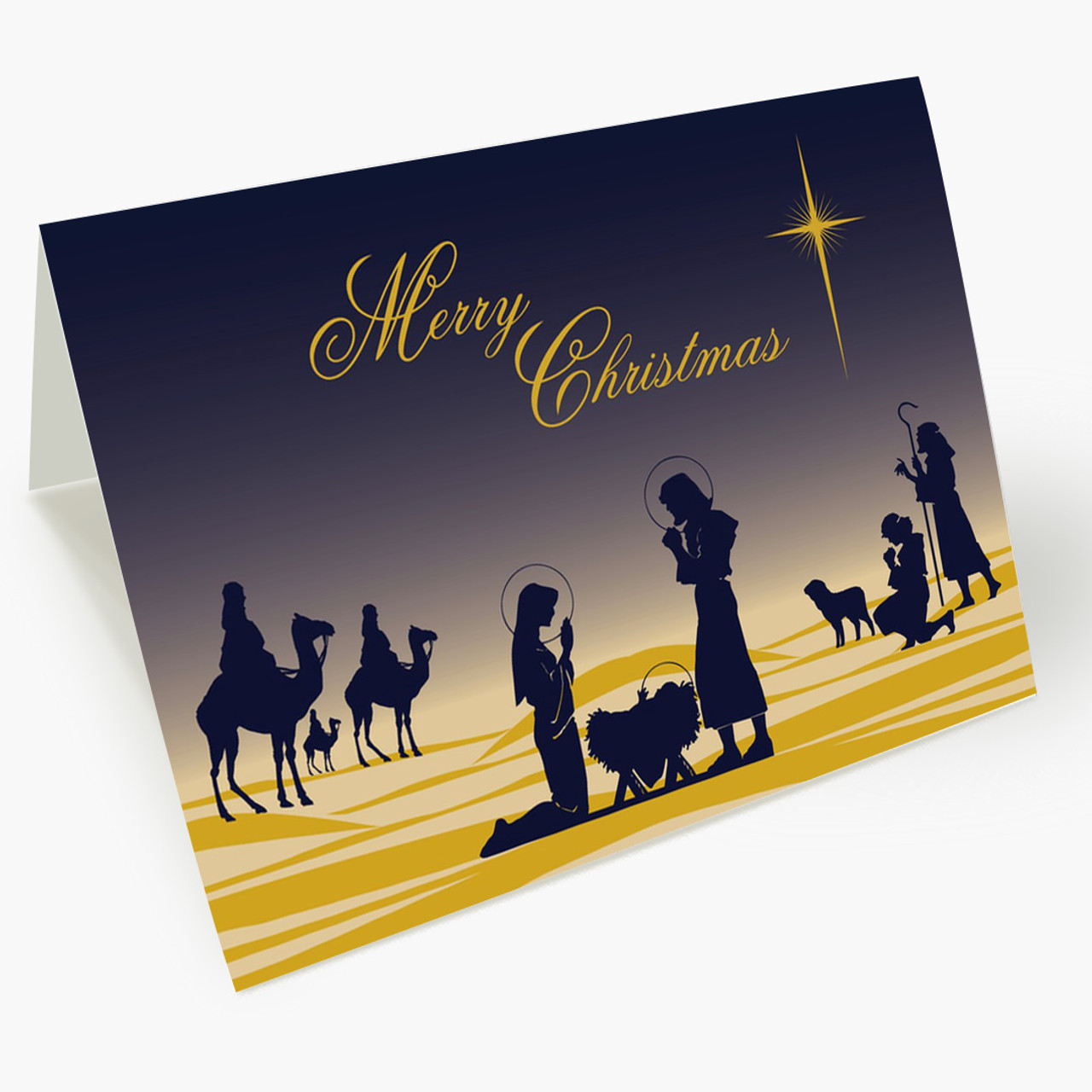 Holy Night Merry Christmas Card - Religious Christmas Cards