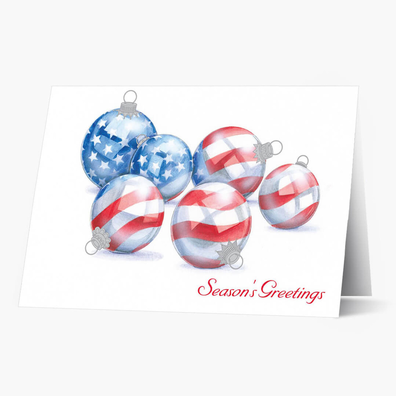 American Flag Ornaments Christmas Card