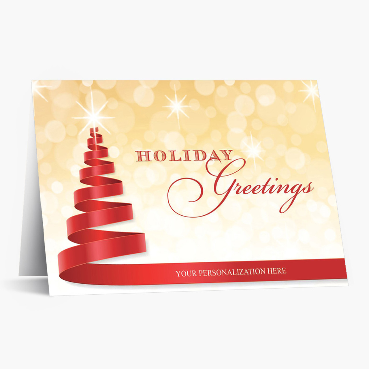 Red Ribbon Tree Christmas Card