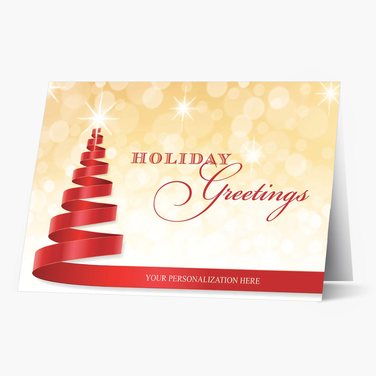 Red Ribbon Tree Christmas Card
