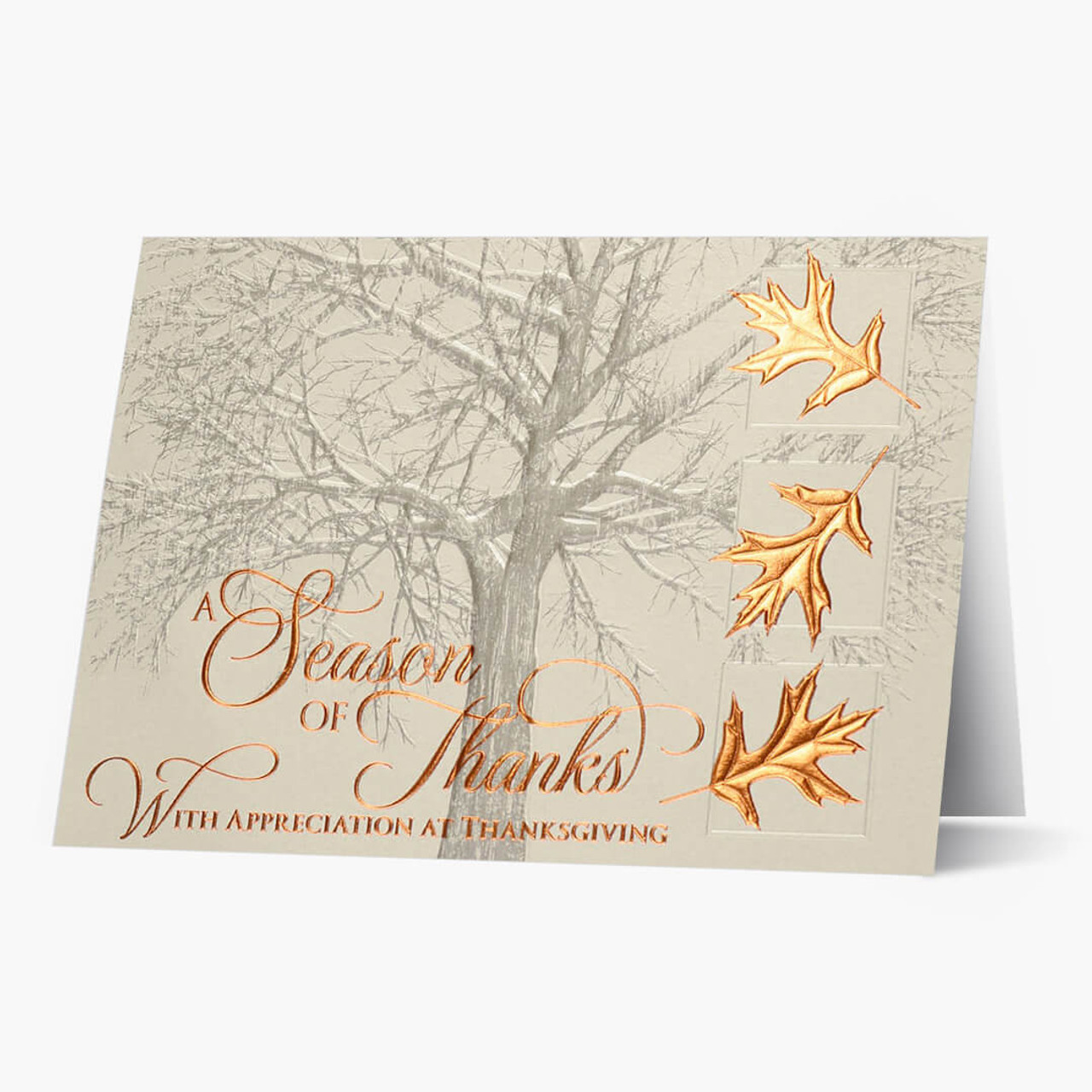 Copper Leaves of Thanks Thanksgiving Card