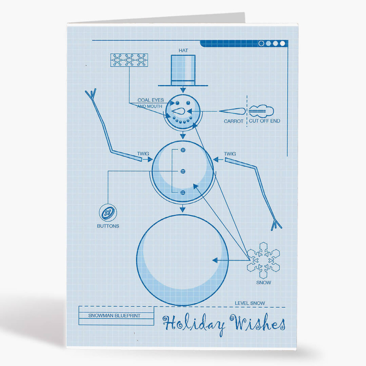 Snowman Blueprint - Large Christmas Card