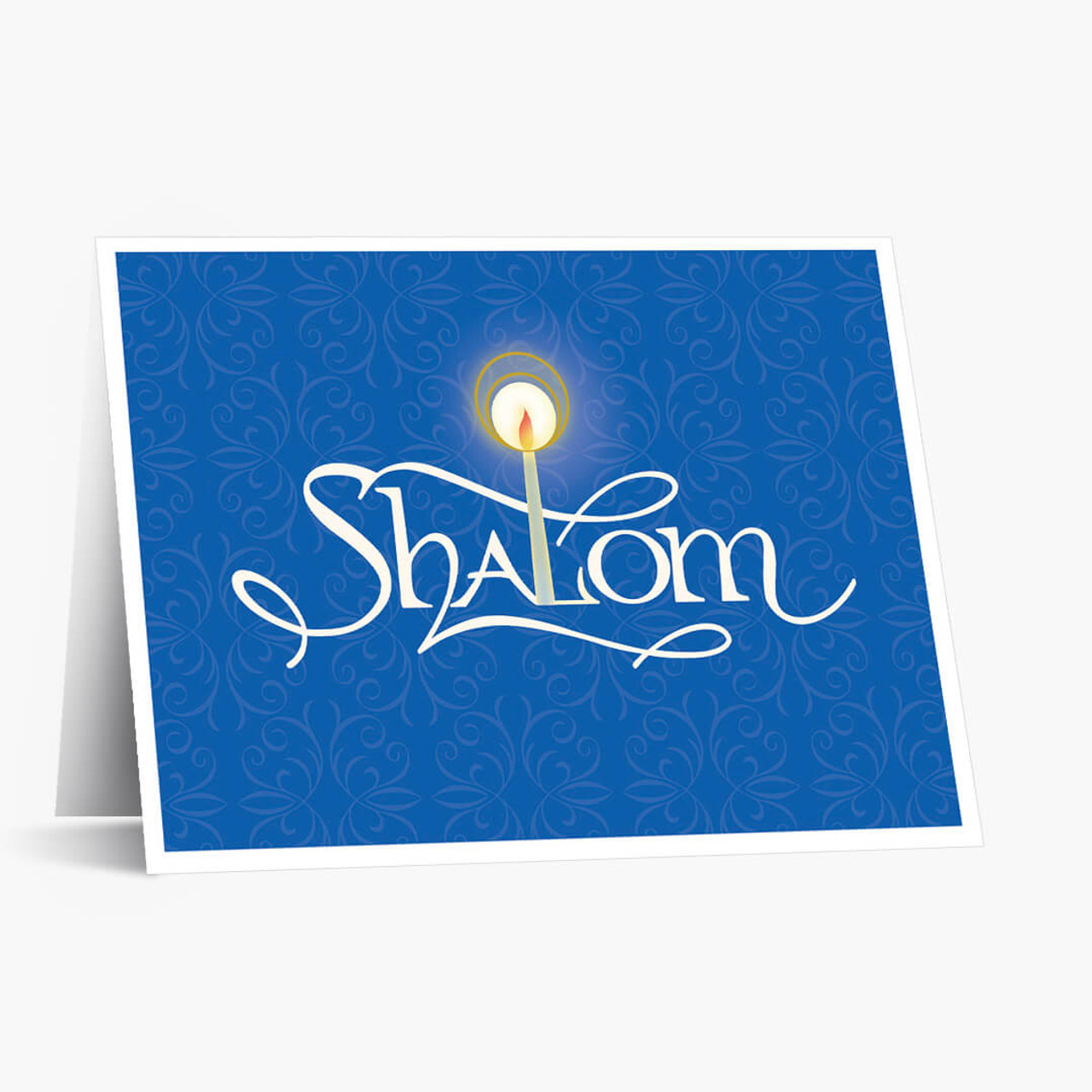 Blue Candlelit Shalom  Rosh Hashanah Card