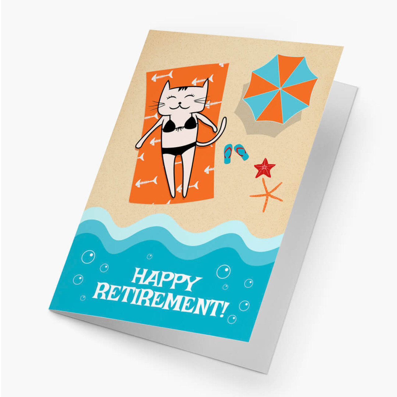 Beachy Kitty Retirement Card