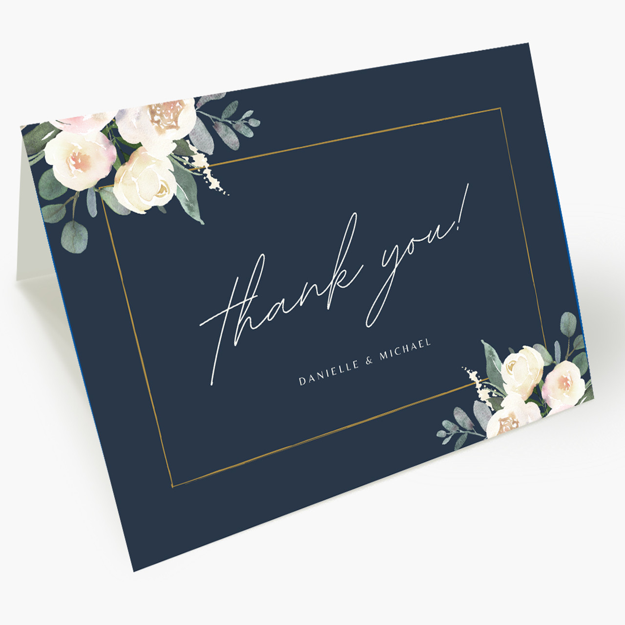  Blue Floral Thank You Card